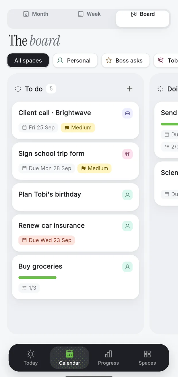 Schedule Pro board screen