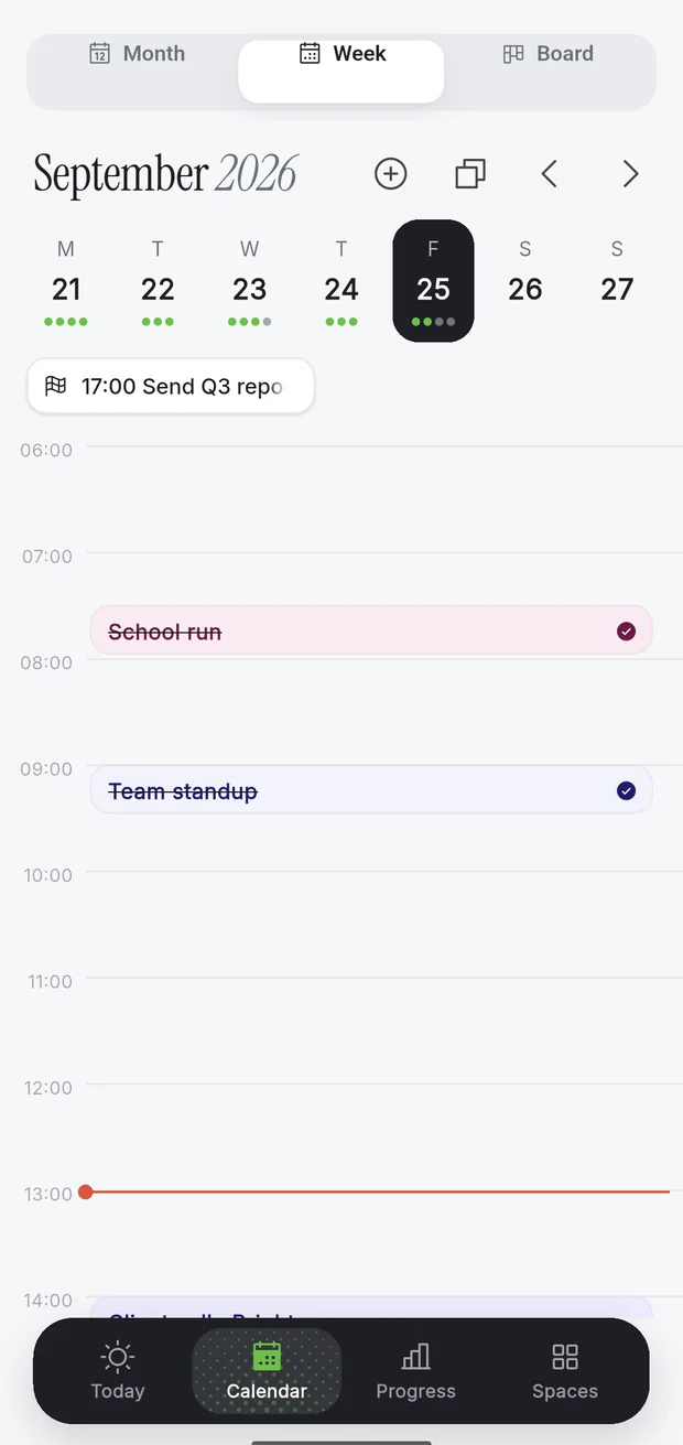 Schedule Pro week screen